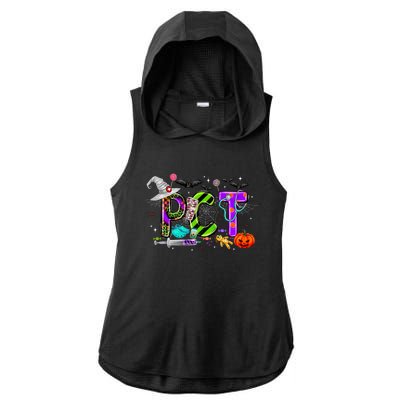 Retro Pct Patient Care Technician Halloween Spooky Season Ladies PosiCharge Tri-Blend Wicking Draft Hoodie Tank