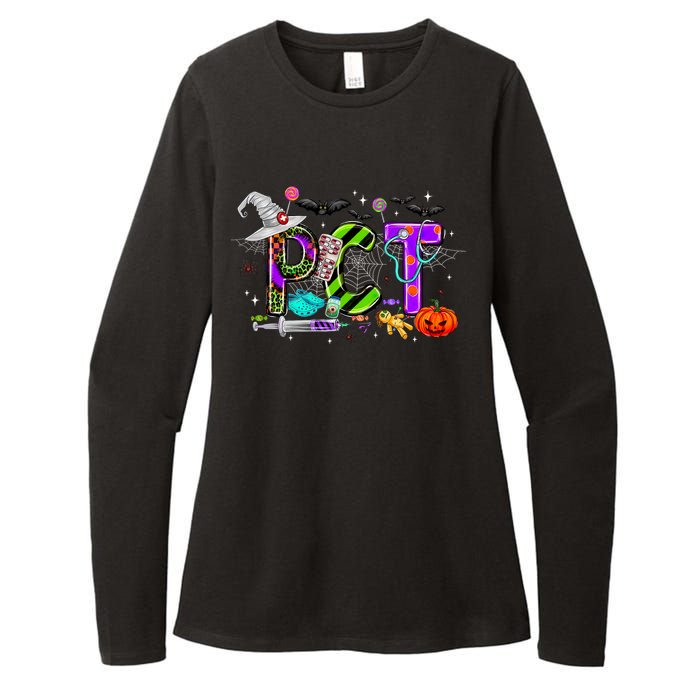 Retro Pct Patient Care Technician Halloween Spooky Season Womens CVC Long Sleeve Shirt