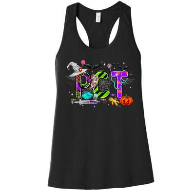 Retro Pct Patient Care Technician Halloween Spooky Season Women's Racerback Tank