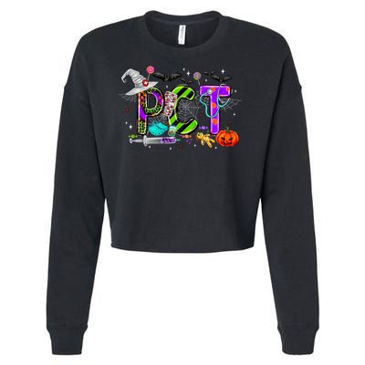 Retro Pct Patient Care Technician Halloween Spooky Season Cropped Pullover Crew