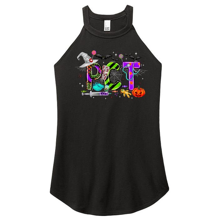 Retro Pct Patient Care Technician Halloween Spooky Season Women's Perfect Tri Rocker Tank