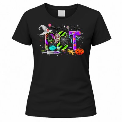 Retro Pct Patient Care Technician Halloween Spooky Season Women's T-Shirt