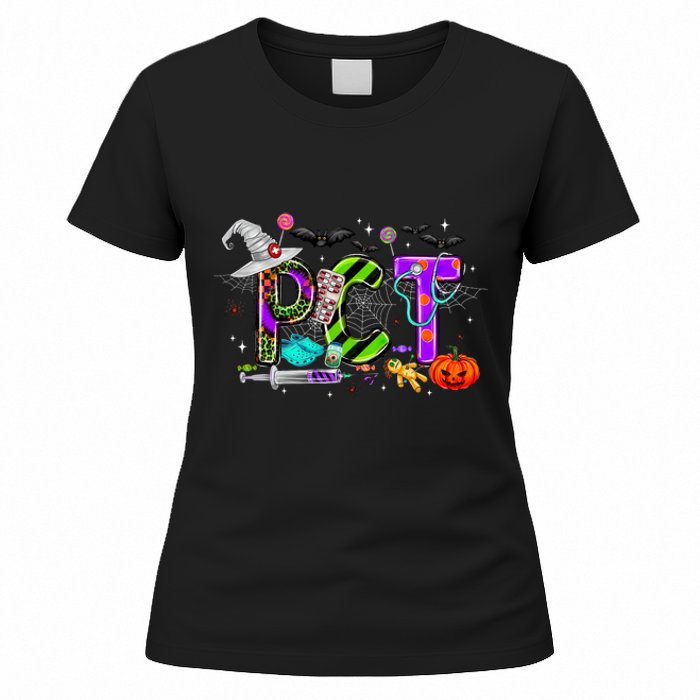 Retro Pct Patient Care Technician Halloween Spooky Season Women's T-Shirt