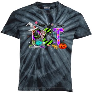 Retro Pct Patient Care Technician Halloween Spooky Season Kids Tie-Dye T-Shirt