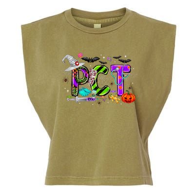 Retro Pct Patient Care Technician Halloween Spooky Season Garment-Dyed Women's Muscle Tee