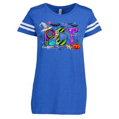 Retro Pct Patient Care Technician Halloween Spooky Season Enza Ladies Jersey Football T-Shirt