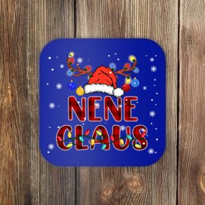 Red Plaid Papa Claus Santa Reindeer Funny Family Christmas Gift Coaster