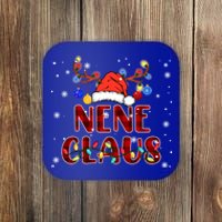 Red Plaid Papa Claus Santa Reindeer Funny Family Christmas Gift Coaster