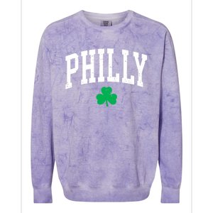 Retro Philly Philadelphia St Patricks Day Clover Boy Girl Colorblast Crewneck Sweatshirt