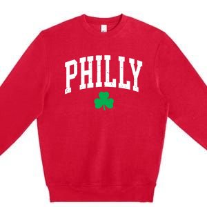 Retro Philly Philadelphia St Patricks Day Clover Boy Girl Premium Crewneck Sweatshirt