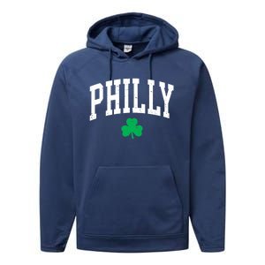 Retro Philly Philadelphia St Patricks Day Clover Boy Girl Performance Fleece Hoodie