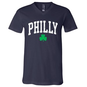 Retro Philly Philadelphia St Patricks Day Clover Boy Girl V-Neck T-Shirt