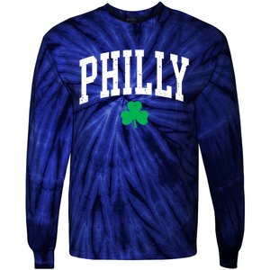 Retro Philly Philadelphia St Patricks Day Clover Boy Girl Tie-Dye Long Sleeve Shirt