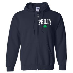 Retro Philly Philadelphia St Patricks Day Clover Boy Girl Full Zip Hoodie