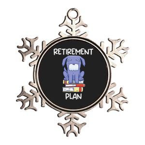 Retirement Plan Pet Dog Reading Books Bookworm Funny Retired Metallic Star Ornament