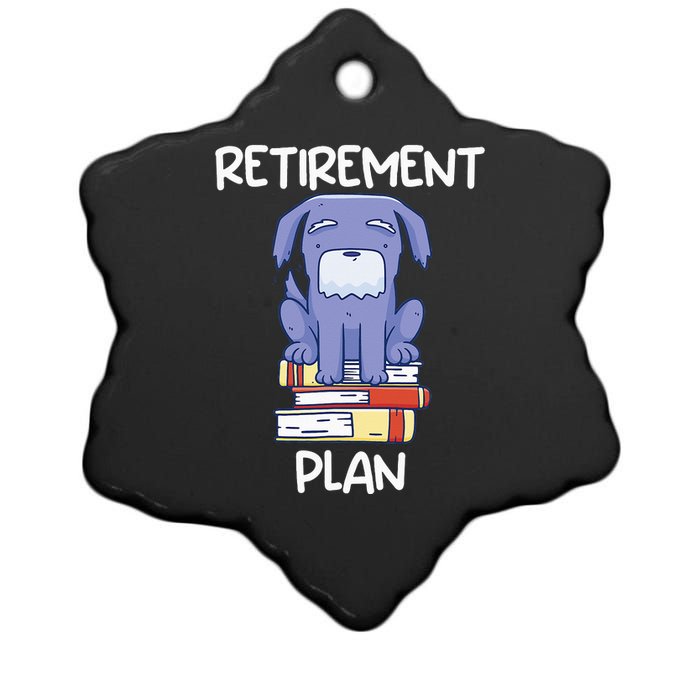 Retirement Plan Pet Dog Reading Books Bookworm Funny Retired Ceramic Star Ornament