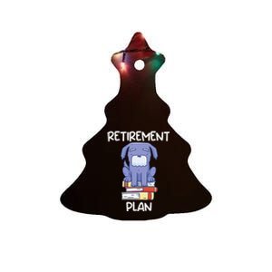 Retirement Plan Pet Dog Reading Books Bookworm Funny Retired Ceramic Tree Ornament