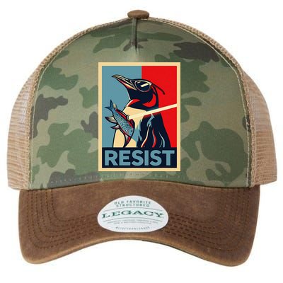 Resist Penguin Protest Bird With Sunglasses Sword Fish Art Legacy Tie Dye Trucker Hat
