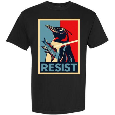 Resist Penguin Protest Bird With Sunglasses Sword Fish Art Garment-Dyed Heavyweight T-Shirt