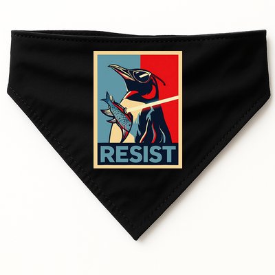 Resist Penguin Protest Bird With Sunglasses Sword Fish Art USA-Made Doggie Bandana