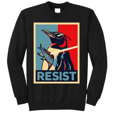 Resist Penguin Protest Bird With Sunglasses Sword Fish Art Sweatshirt