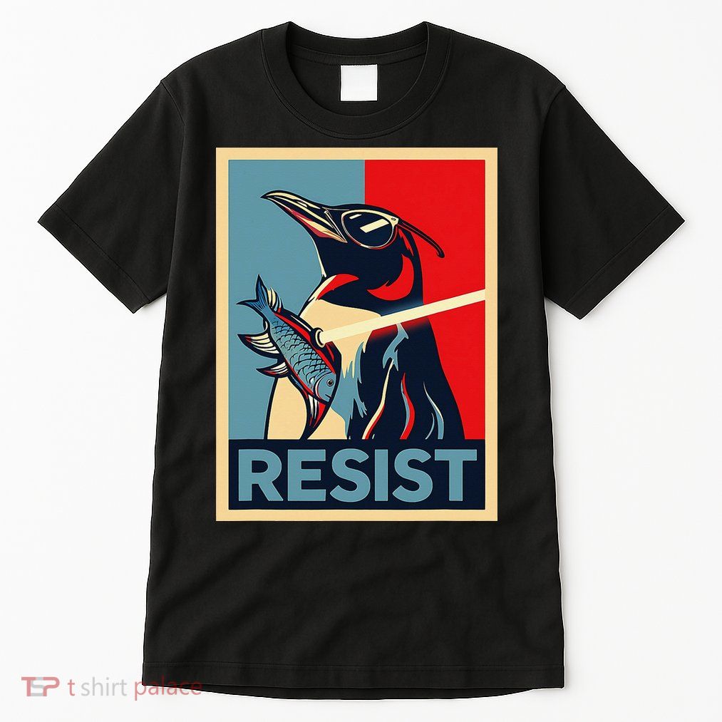 Resist Penguin Protest Bird With Sunglasses Sword Fish Art Tall T-Shirt