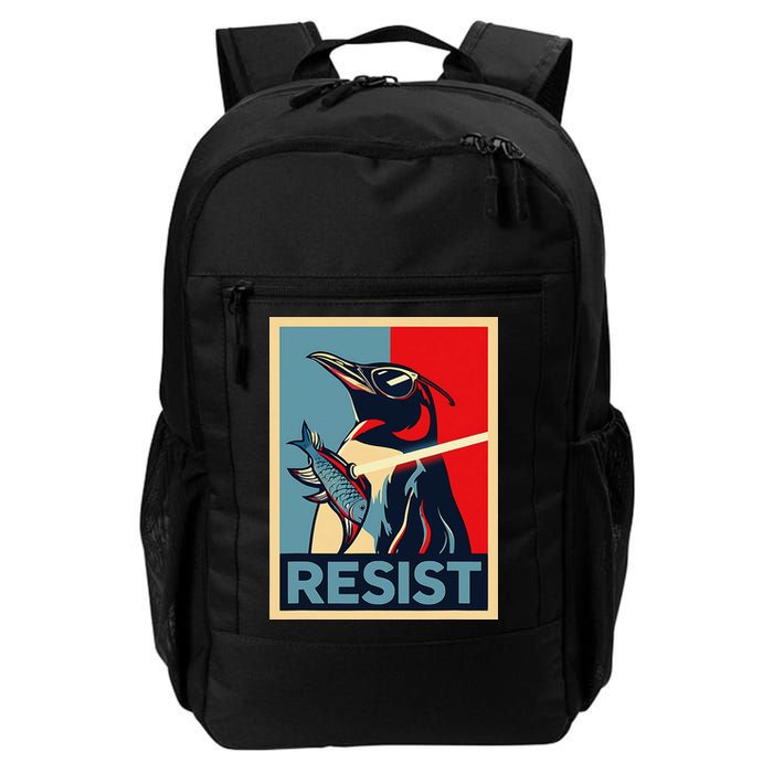 Resist Penguin Protest Bird With Sunglasses Sword Fish Art Backpack