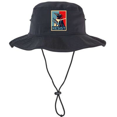 Resist Penguin Protest Bird With Sunglasses Sword Fish Art Bucket Hat