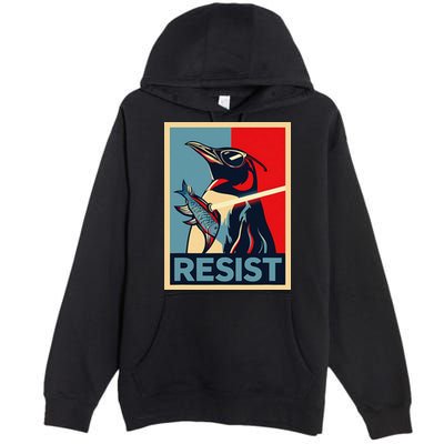 Resist Penguin Protest Bird With Sunglasses Sword Fish Art Premium Pullover Hoodie