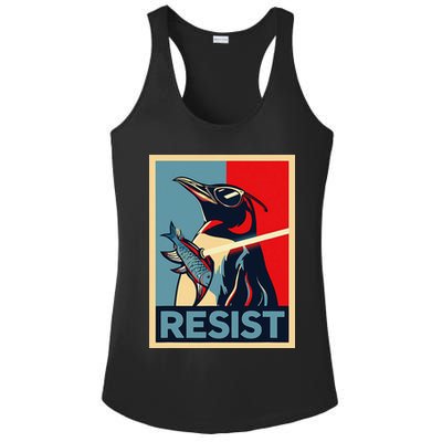 Resist Penguin Protest Bird With Sunglasses Sword Fish Art Ladies PosiCharge Competitor Racerback Tank