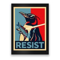 Resist Penguin Protest Bird With Sunglasses Sword Fish Art Poster