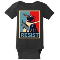 Resist Penguin Protest Bird With Sunglasses Sword Fish Art Baby Bodysuit