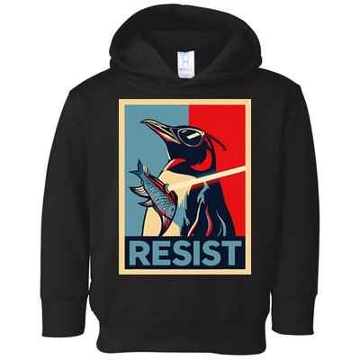 Resist Penguin Protest Bird With Sunglasses Sword Fish Art Toddler Hoodie