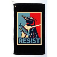 Resist Penguin Protest Bird With Sunglasses Sword Fish Art Golf Towel