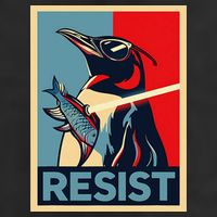 Resist Penguin Protest Bird With Sunglasses Sword Fish Art Golf Towel