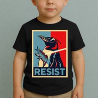 Resist Penguin Protest Bird With Sunglasses Sword Fish Art Toddler T-Shirt