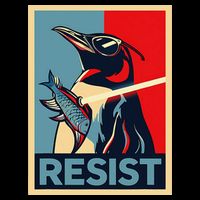 Resist Penguin Protest Bird With Sunglasses Sword Fish Art Toddler T-Shirt