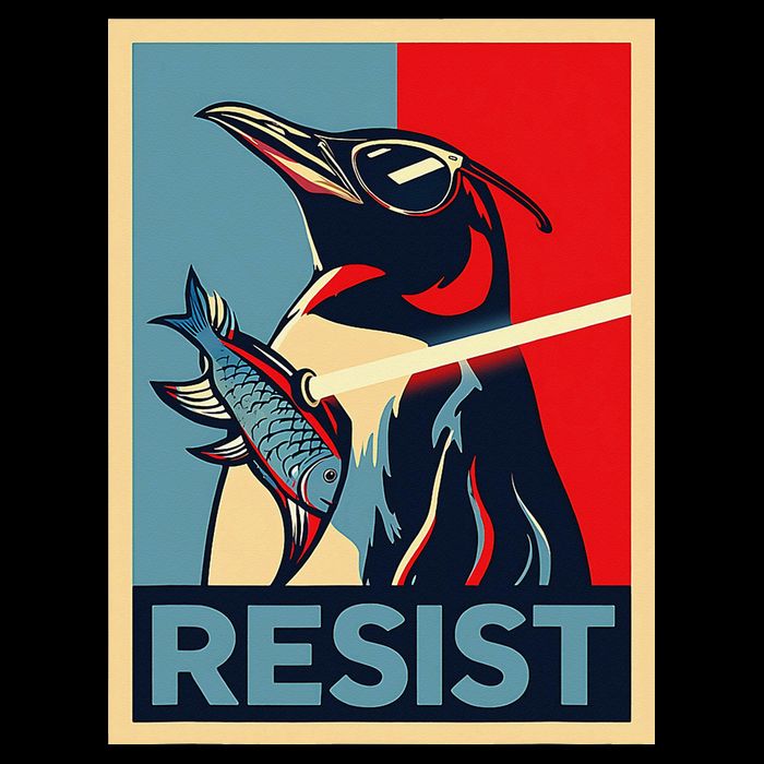 Resist Penguin Protest Bird With Sunglasses Sword Fish Art Toddler T-Shirt