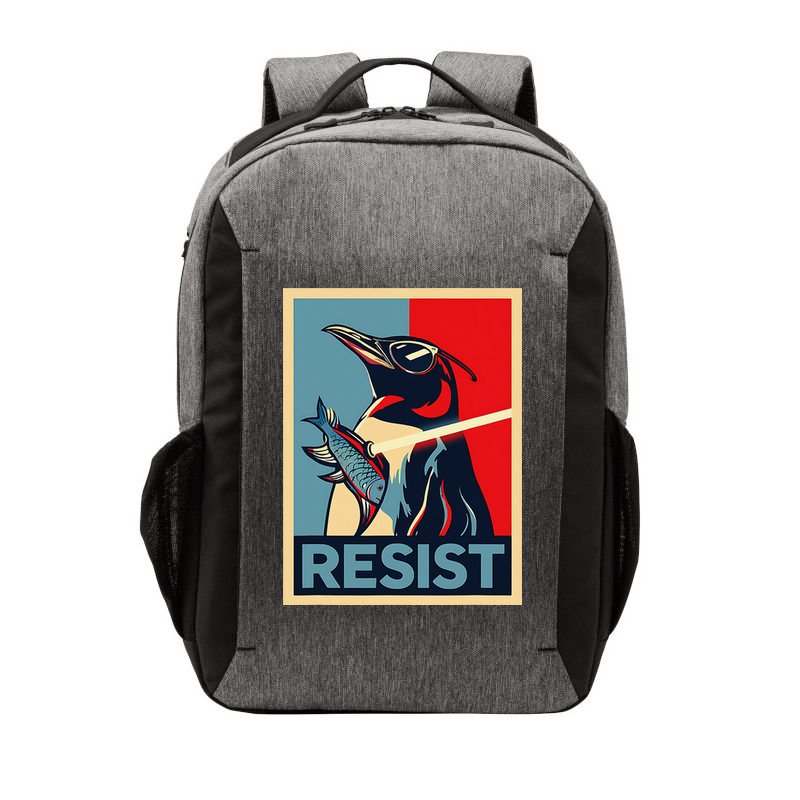 Resist Penguin Protest Bird With Sunglasses Sword Fish Art Vector Backpack