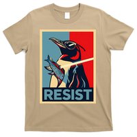 Resist Penguin Protest Bird With Sunglasses Sword Fish Art T-Shirt