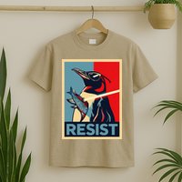 Resist Penguin Protest Bird With Sunglasses Sword Fish Art T-Shirt