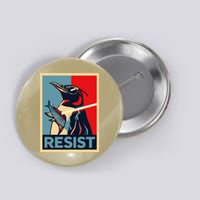 Resist Penguin Protest Bird With Sunglasses Sword Fish Art Button