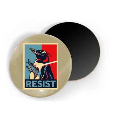 Resist Penguin Protest Bird With Sunglasses Sword Fish Art Magnet