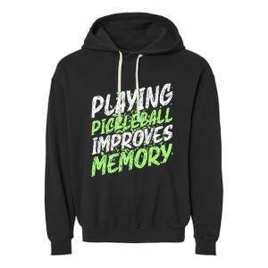 Retro Playing Pickleball Improves Memory Dink Player Garment-Dyed Fleece Hoodie