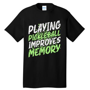 Retro Playing Pickleball Improves Memory Dink Player Tall T-Shirt