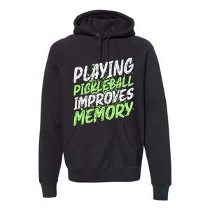 Retro Playing Pickleball Improves Memory Dink Player Premium Hoodie