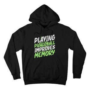 Retro Playing Pickleball Improves Memory Dink Player Tall Hoodie