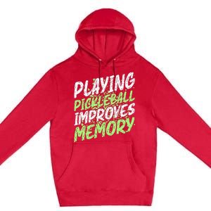 Retro Playing Pickleball Improves Memory Dink Player Premium Pullover Hoodie