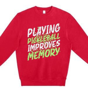 Retro Playing Pickleball Improves Memory Dink Player Premium Crewneck Sweatshirt