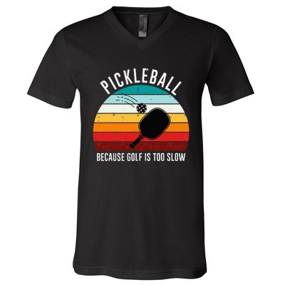 Retro Pickleball Player Design Paddle Sports Cool Pickleball V-Neck T-Shirt